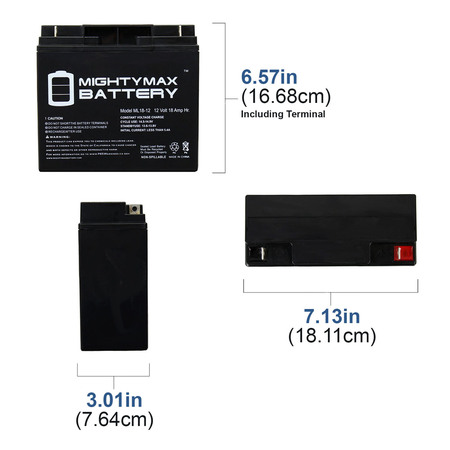 Mighty Max Battery ML18-12 - 12V 18AH Rechargable SLA Battery For Model 294391 - 4 Pack ML18-12MP42